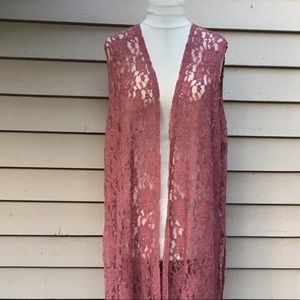 LulaRoe Joy Lace Dusty Pink Vest Duster